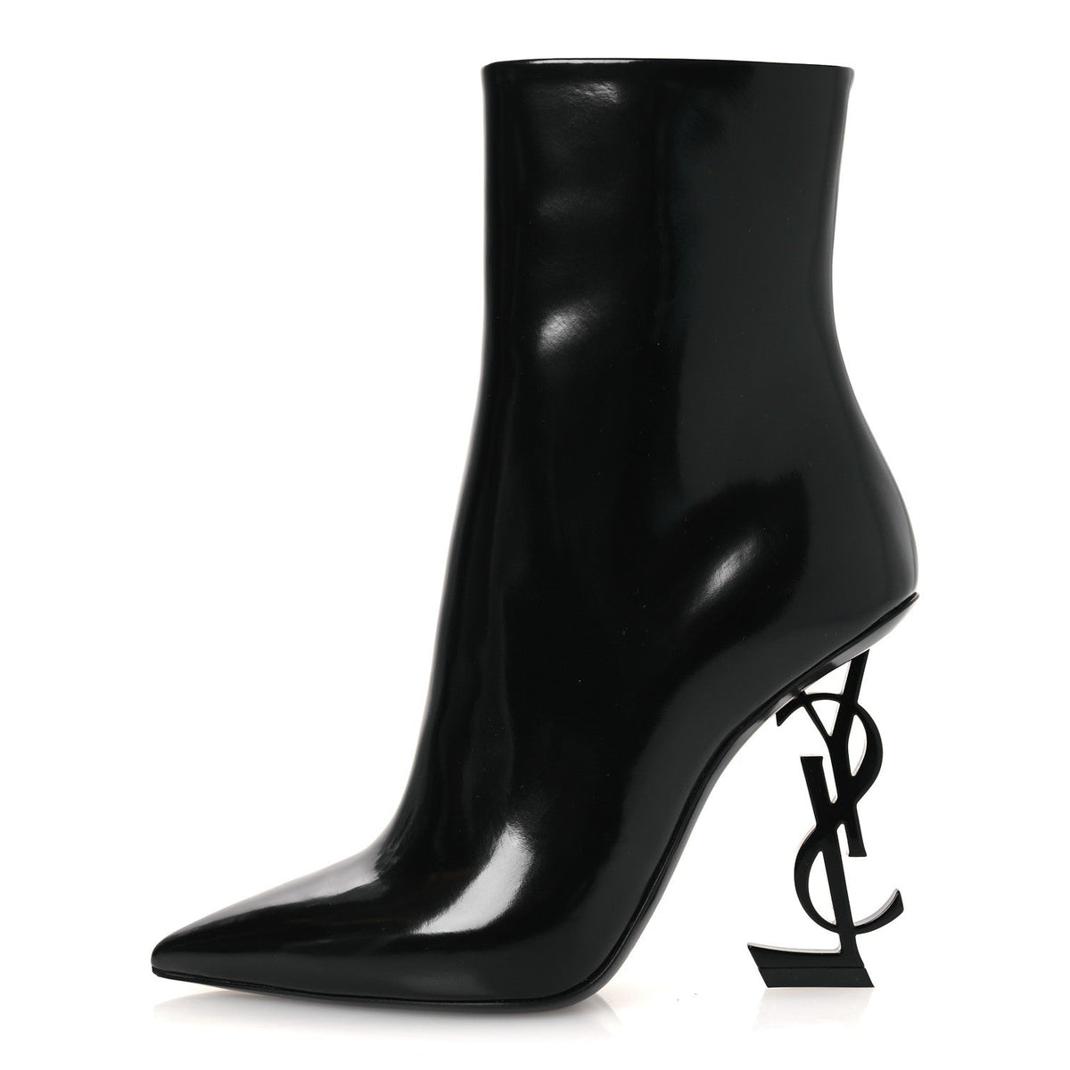 Glazed Calfskin Opyum Ankle Boots 36 Black