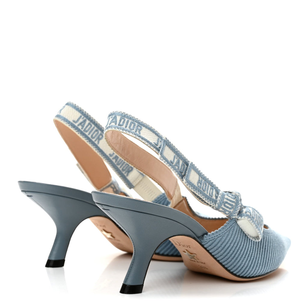 Cotton Ribbon Embroidered J'Adior Slingback 65mm Pumps 36.5 Denim Blue
