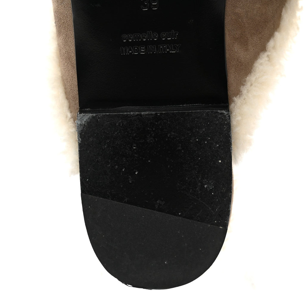 Suede Goatskin Shearling Womens Oz Mules 39 Etoupe Ecru