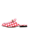 Cotton Gingham Womens Princetown Slippers 35 White Red