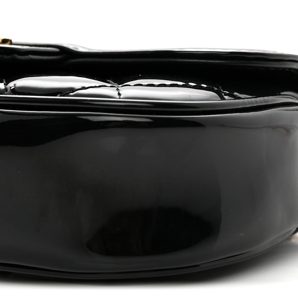 Patent Calfskin Quilted Mini Clutch Black