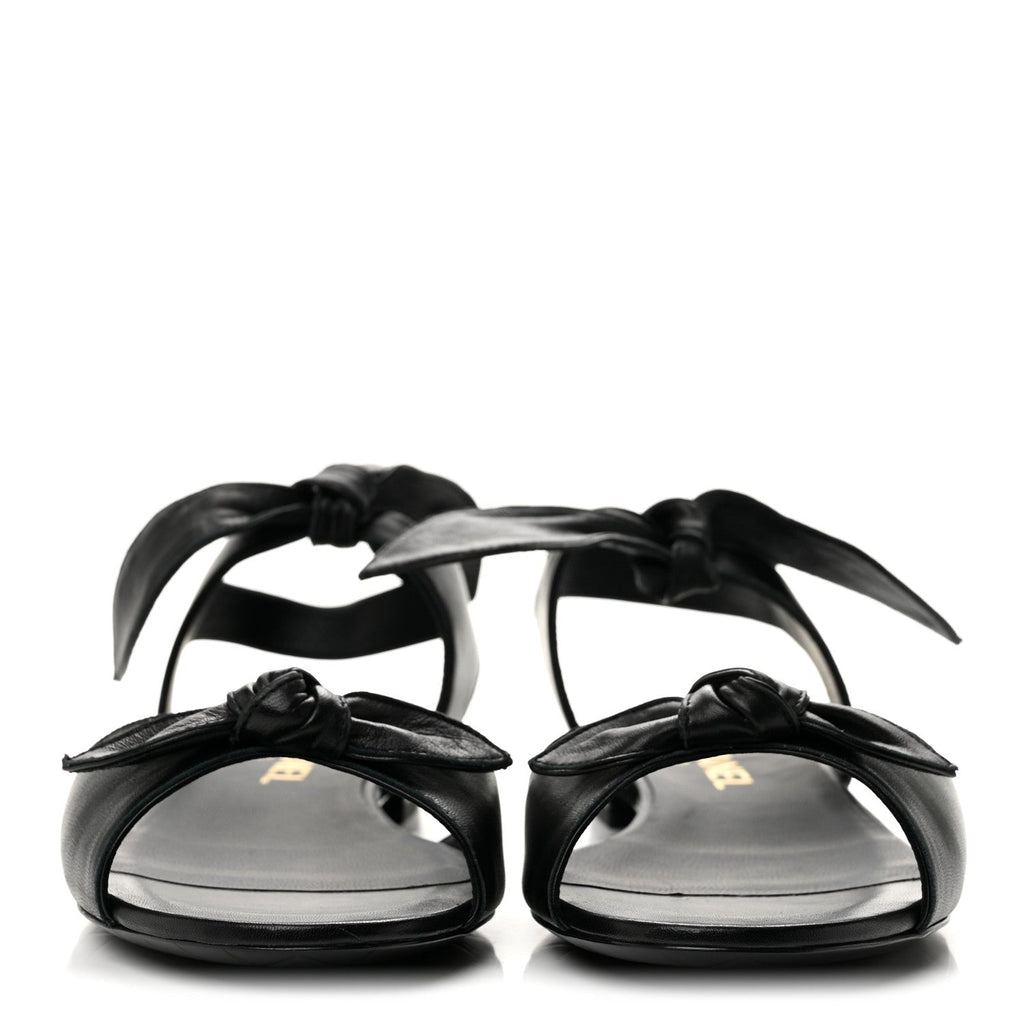 Lambskin Bow CC Flat Sandals 38.5 Black