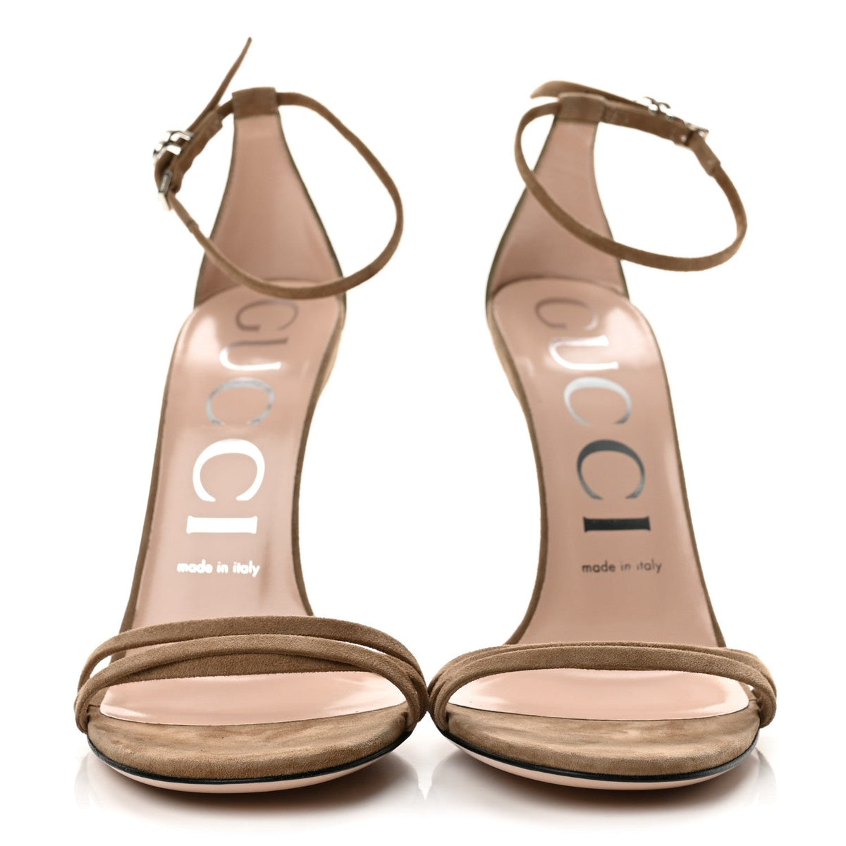 Kid Scamosciato GG Ankle Strap High Heel Sandals 37.5 Taupe