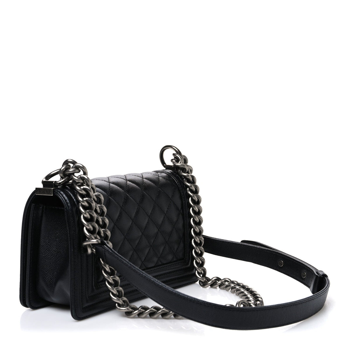 Caviar Quilted Small Boy Flap Black