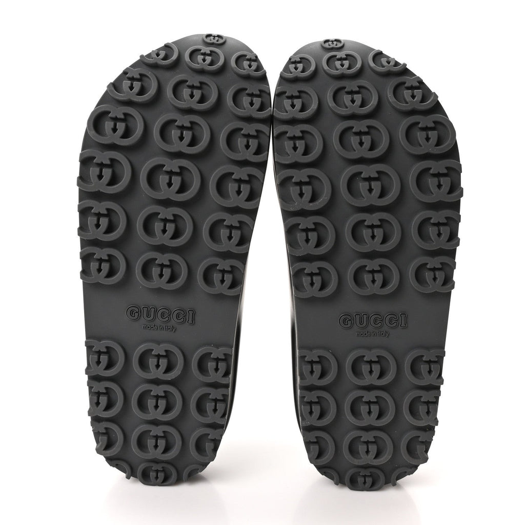 Soft Rubber Womens Interlocking G Platform 42mm Slide Sandals 38 Black