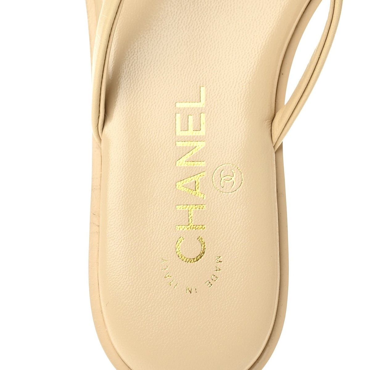Goatskin CC Times Square Thong Sandals 36 Beige