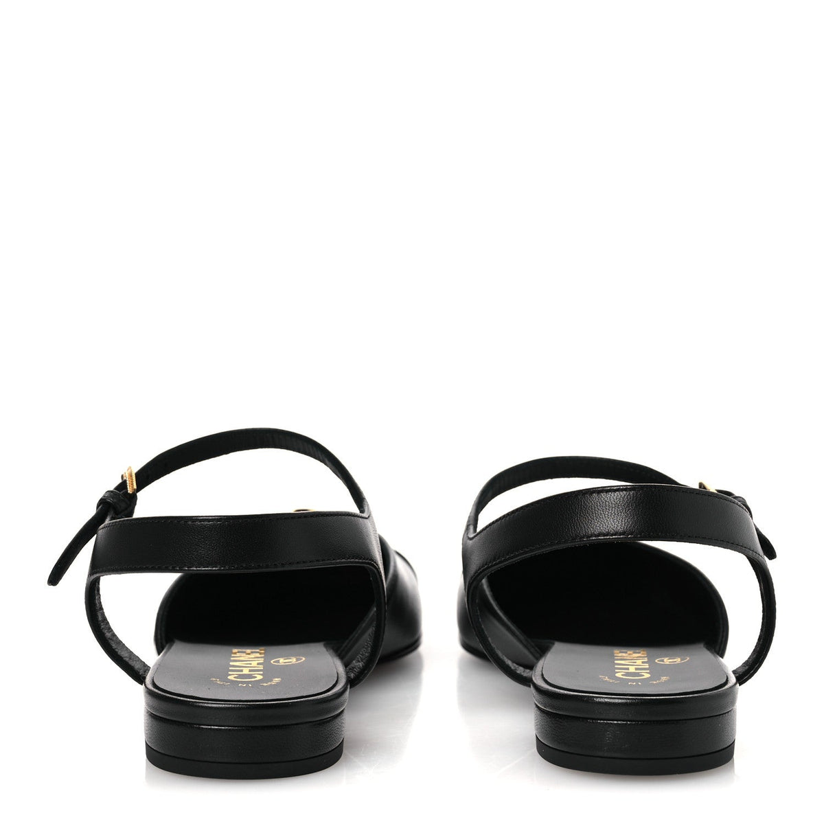 Lambskin Patent Cap Toe Crystal Enamel CC Mary Jane Slingback Flats 36 Black