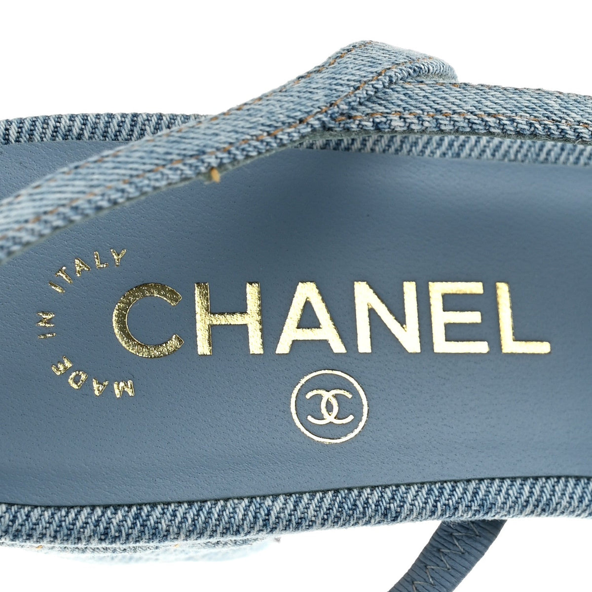 Denim Quilted Cap Toe Slingback Pumps 40 Light Blue