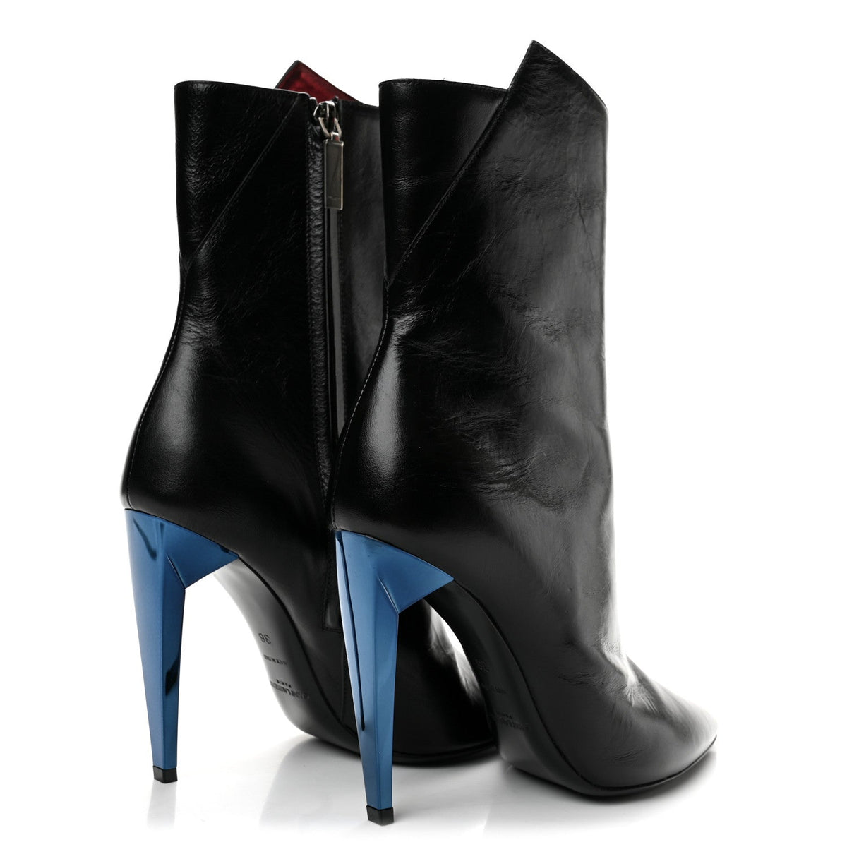 Nappa Silk Freja 105 Zip Booties 35 Black Metal Cherry