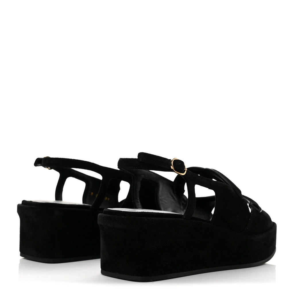 Suede Calfskin Platform CC Sandals 39 Black
