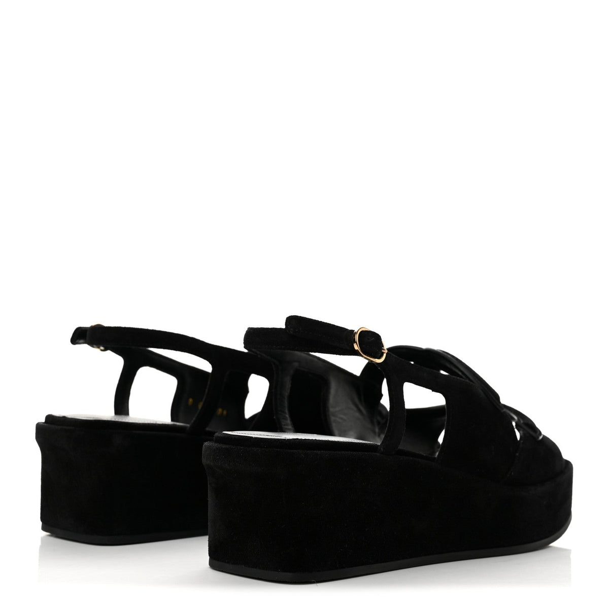 Suede Calfskin Platform CC Sandals 39 Black