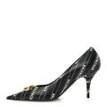 X Gucci Calfskin Logo Print Knife 80mm Pumps 37.5 Black