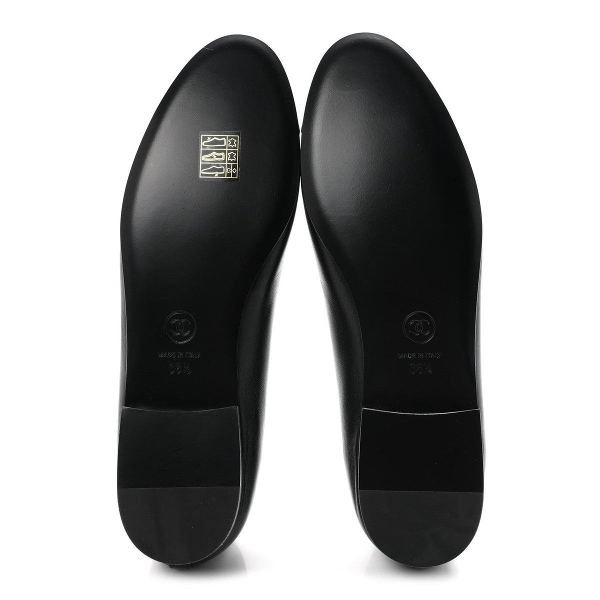 Lambskin CC Cap Toe Ballerina Flats 38.5 Black Dark Grey