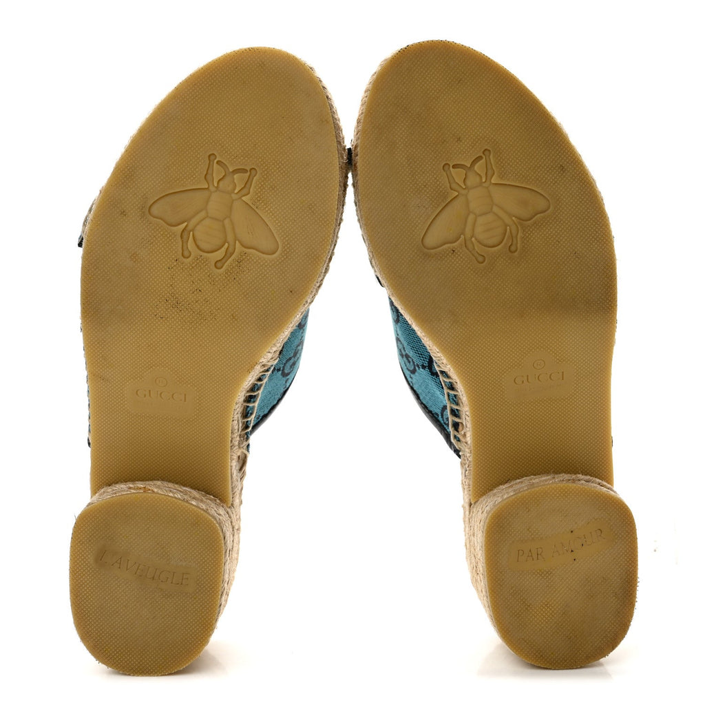 Monogram Multicolor Criss Cross Espadrille Sandals 37 Light Blue