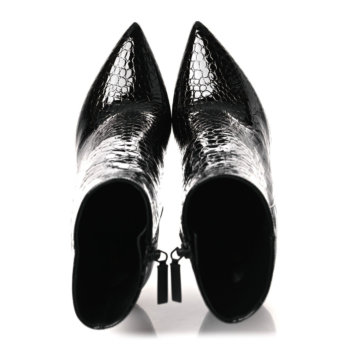 Alligator Embossed Patent Calfskin Opyum 110 Ankle Boots 38 Black
