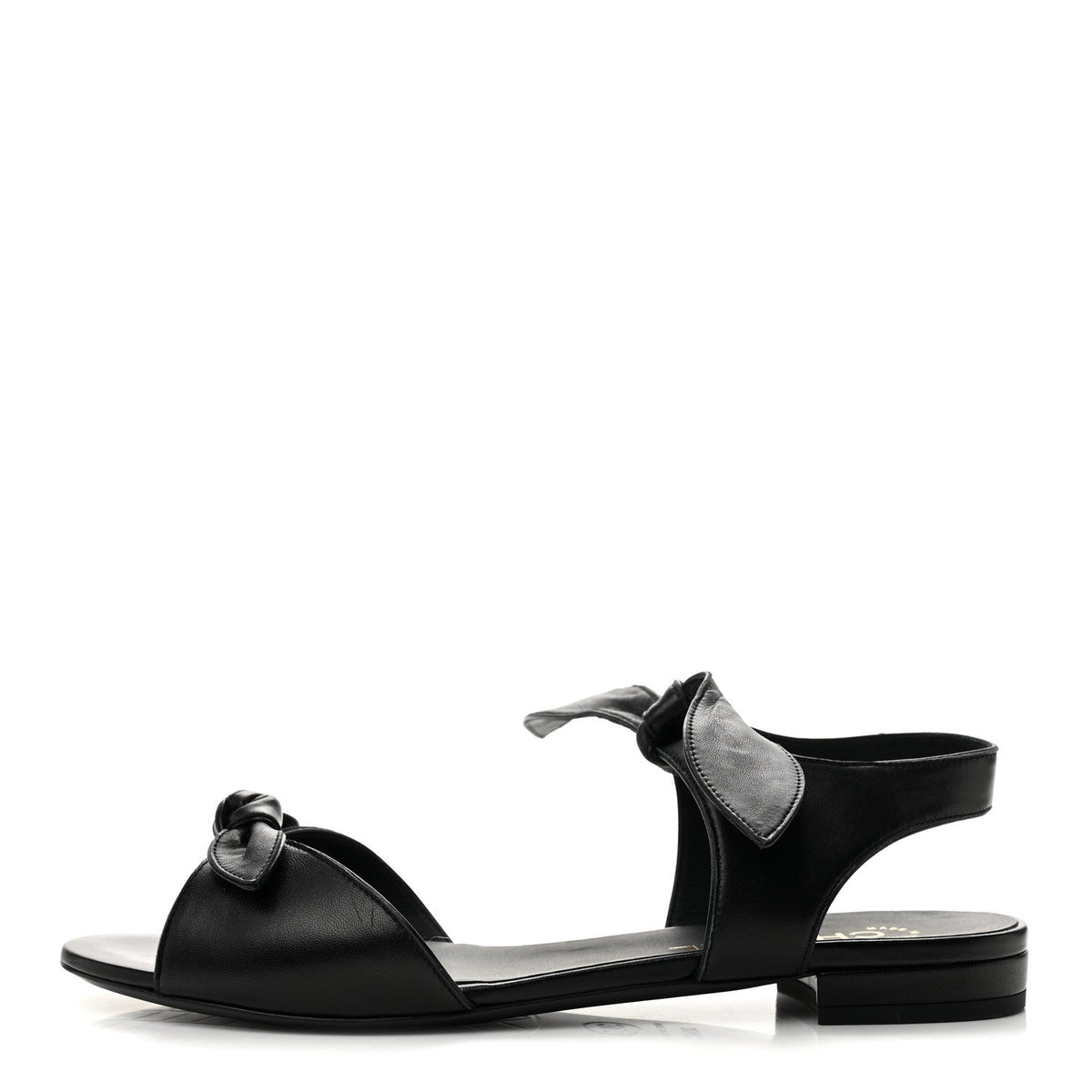 Lambskin Bow CC Flat Sandals 38.5 Black