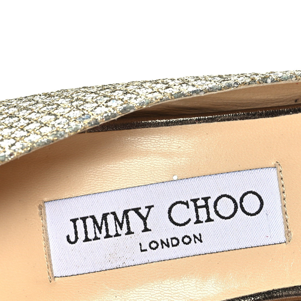 Glitter Fabric Evelyn Peep Toe Pumps 40.5 Champagne