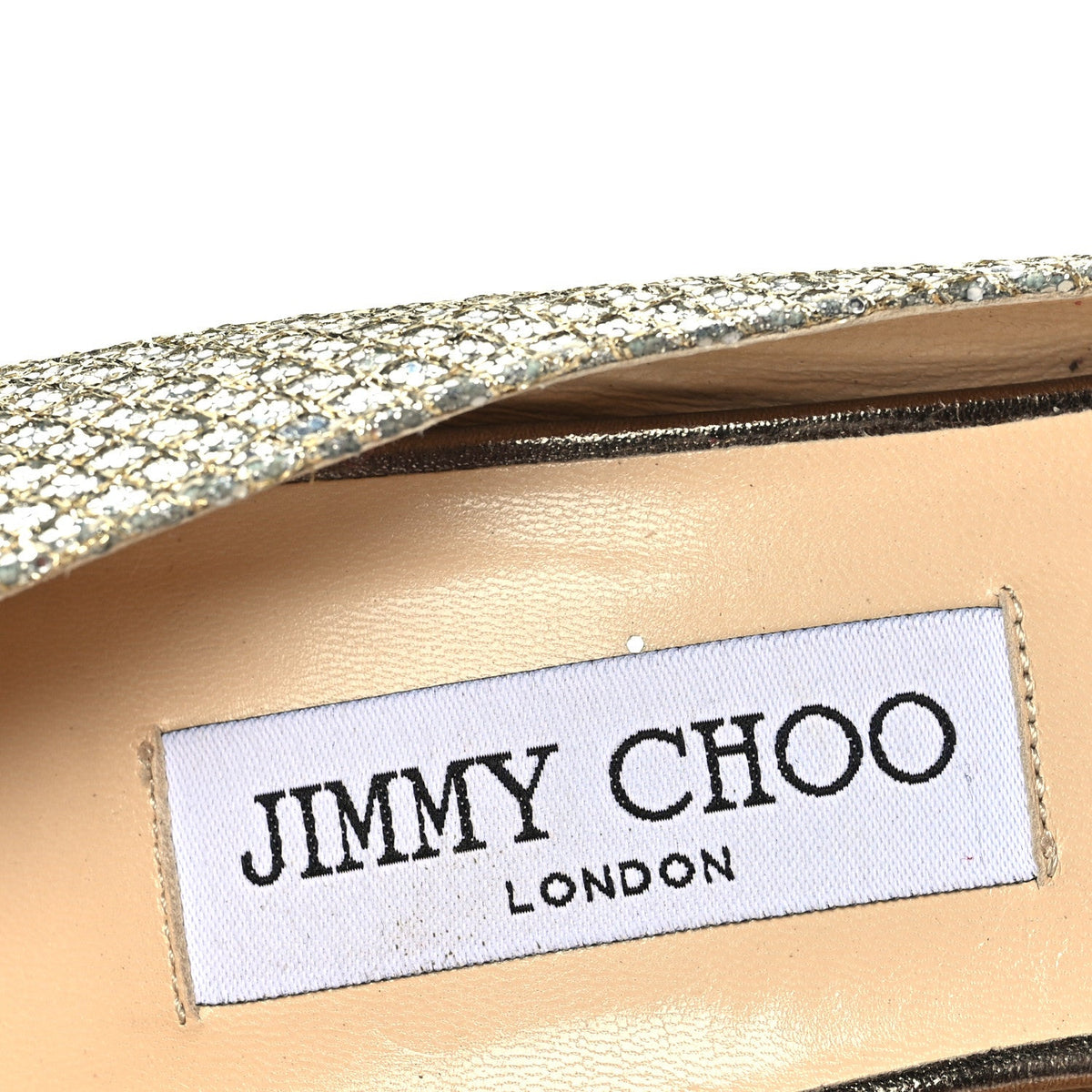 Glitter Fabric Evelyn Peep Toe Pumps 40.5 Champagne