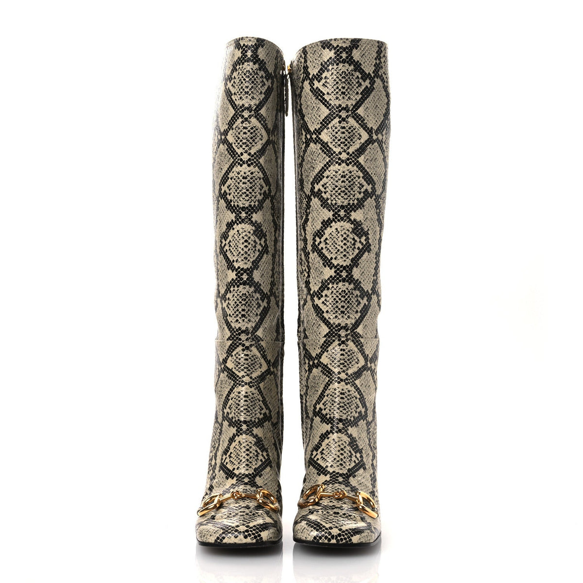 Calfskin Snakeskin Embossed Charlotte Horsebit 55mm Knee High Boots 38.5 Multicolor