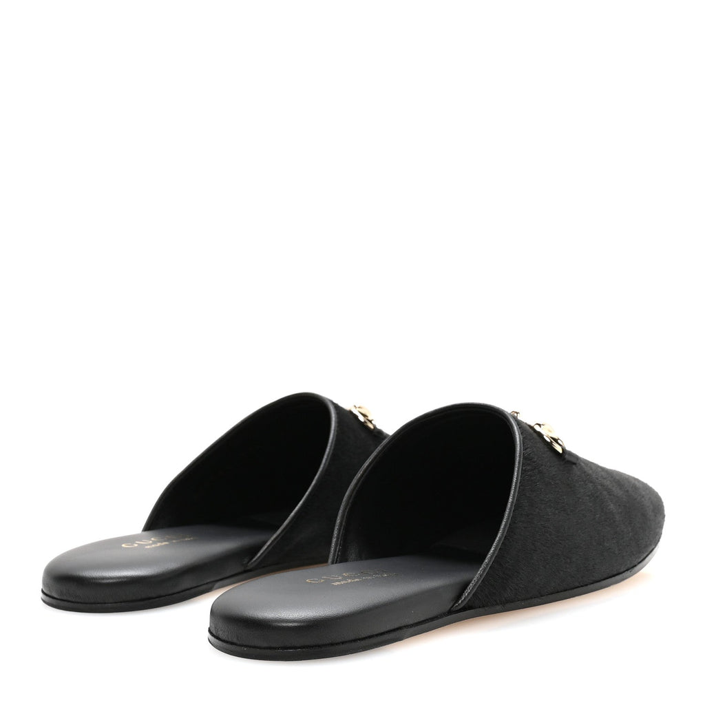 Fur Horsebit Womens Mules 37.5 Black