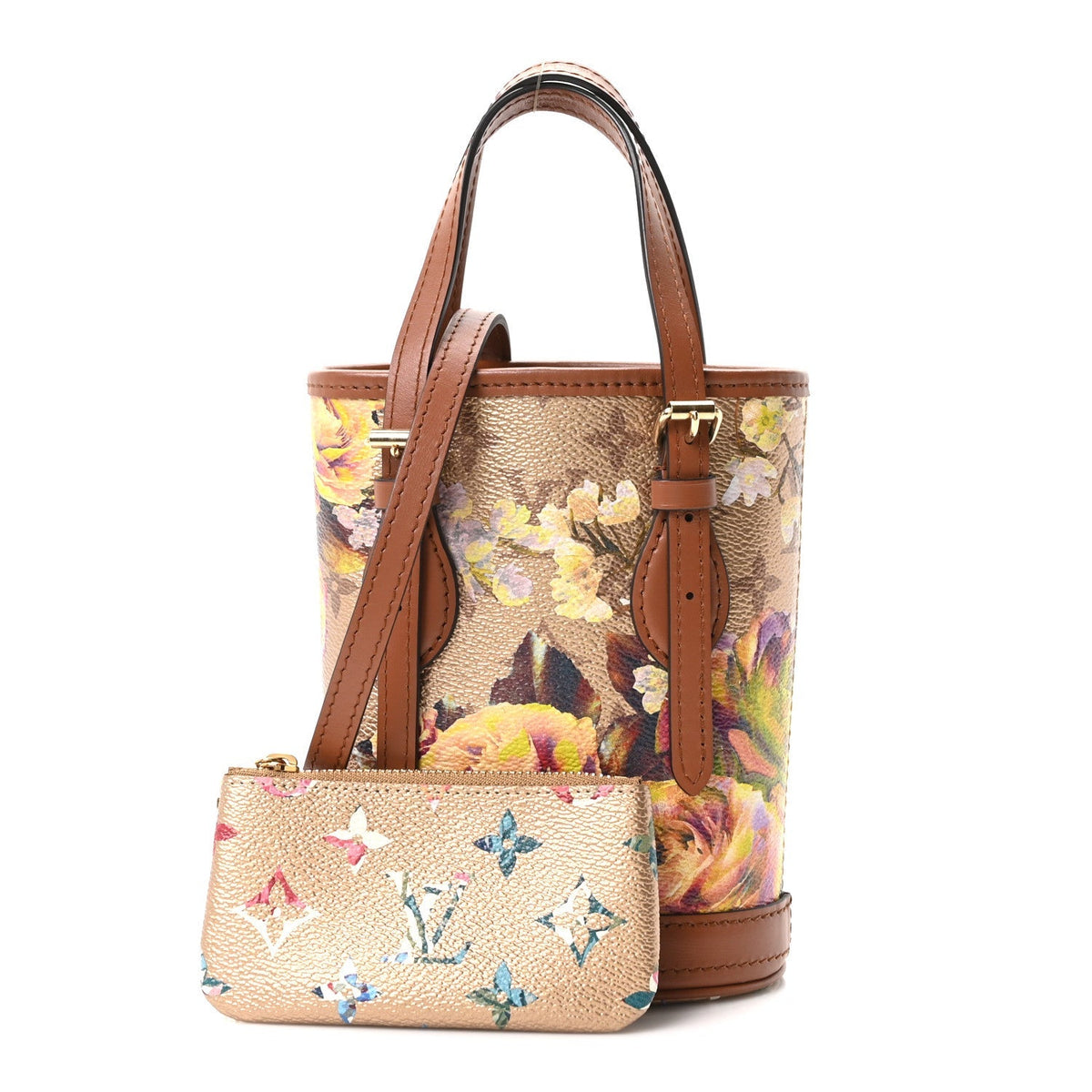 Metallic Monogram LV Garden Nano Bucket Bag Gold