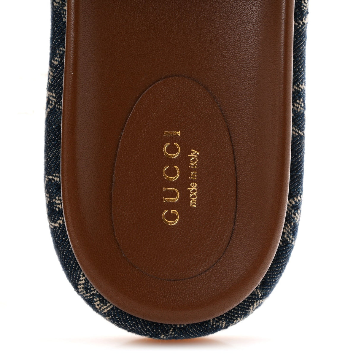 New Denim GG Monogram Angelina Platform 55mm Slide Sandals 40.5 Blue Tea