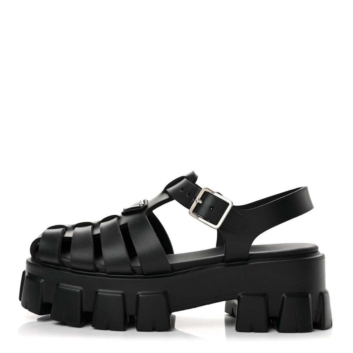 Foam Rubber Triangle Logo Monolith 55mm Cage Sandals 38 Black
