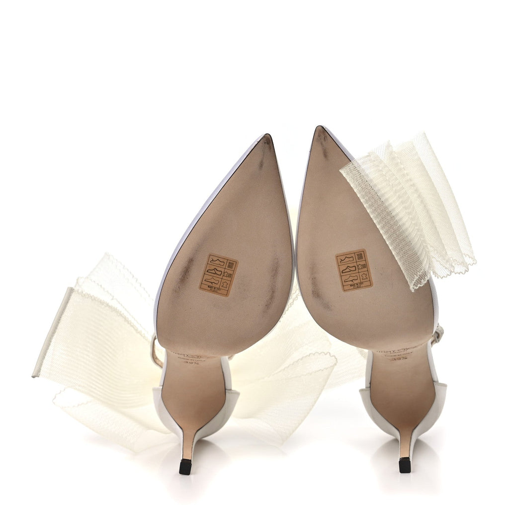 Satin Crystal Averly Bow 100 Pumps 39.5 Latte