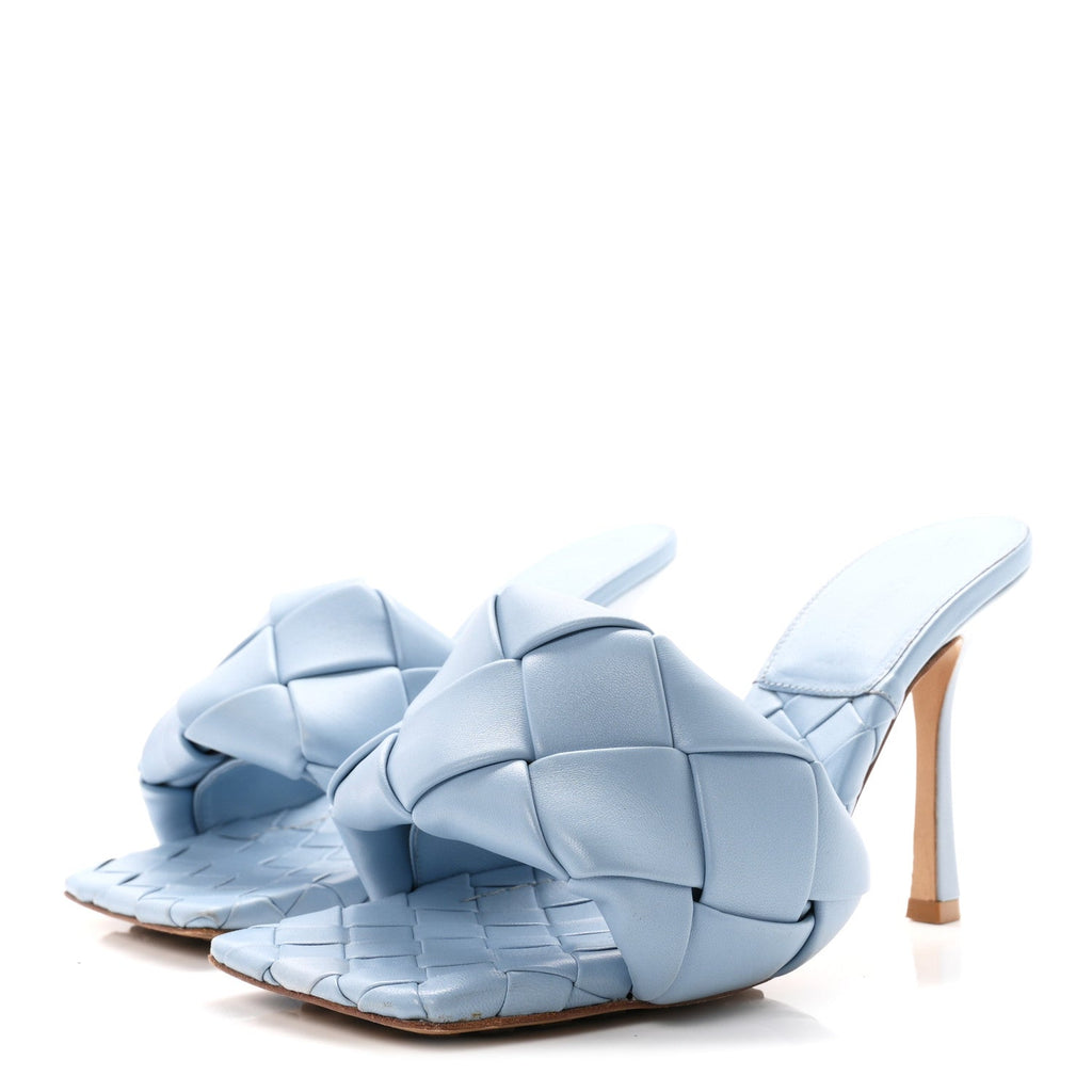 Nappa Maxi Intrecciato Lido Mule Sandals 38 Ice