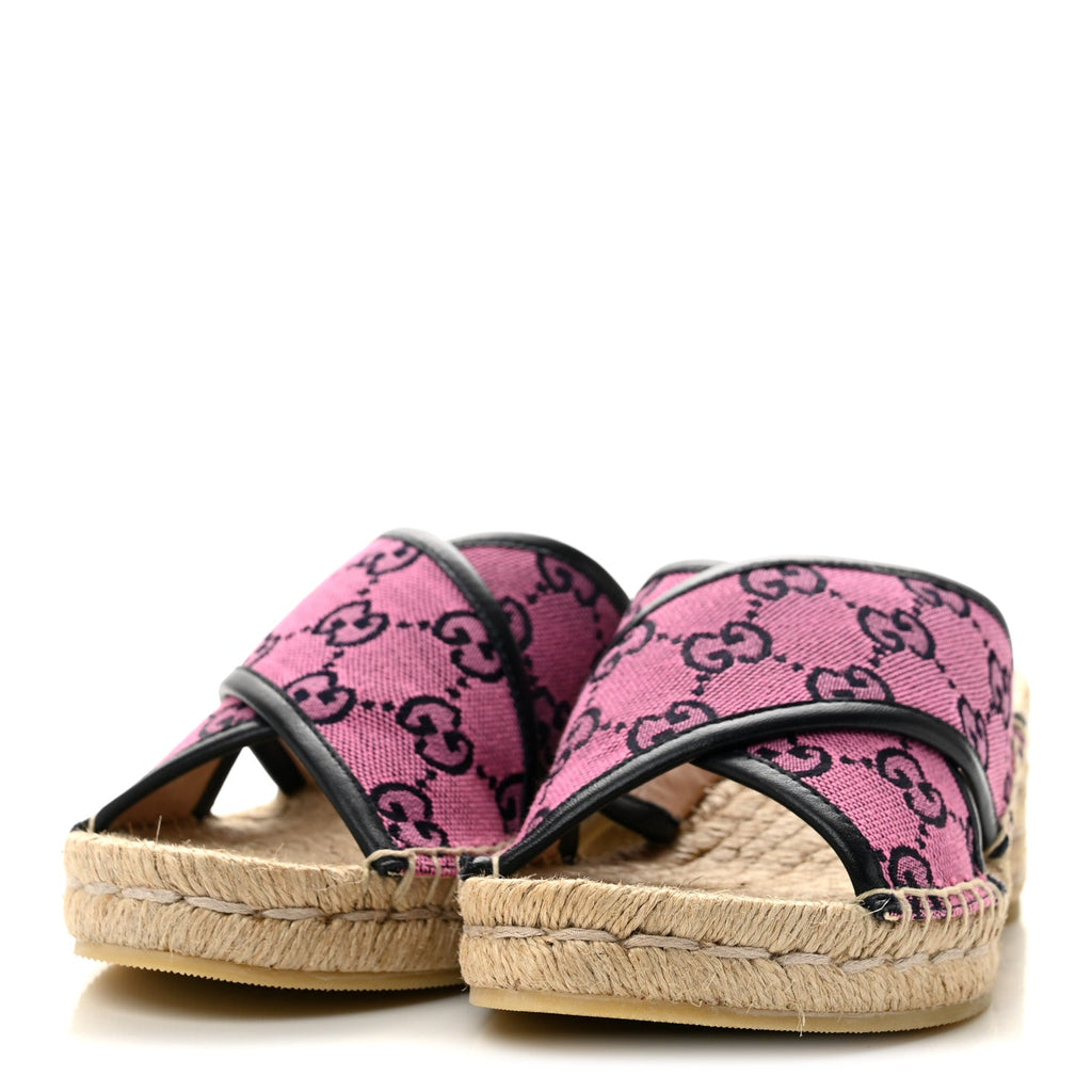 Monogram Multicolor Criss Cross Espadrille Sandals 35.5 Pink Blue
