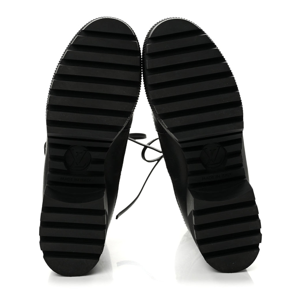 Suede Calfskin Jacquard Since 1854 Laureate Platform Desert Boots 35.5 Black