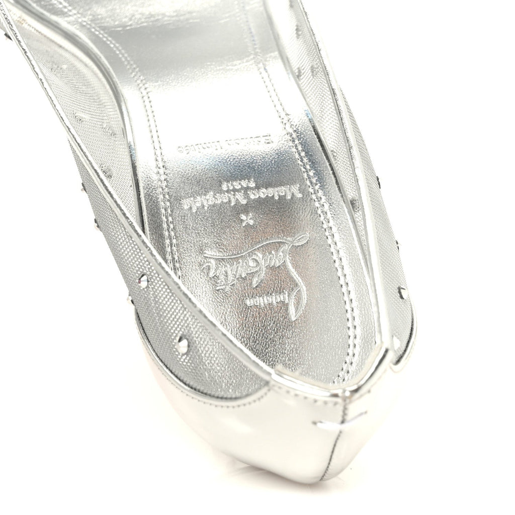 X MAISON MARGIELA Rete Glitter Specchio Bridiela Una Strass Tabi Pumps 39.5 Silver
