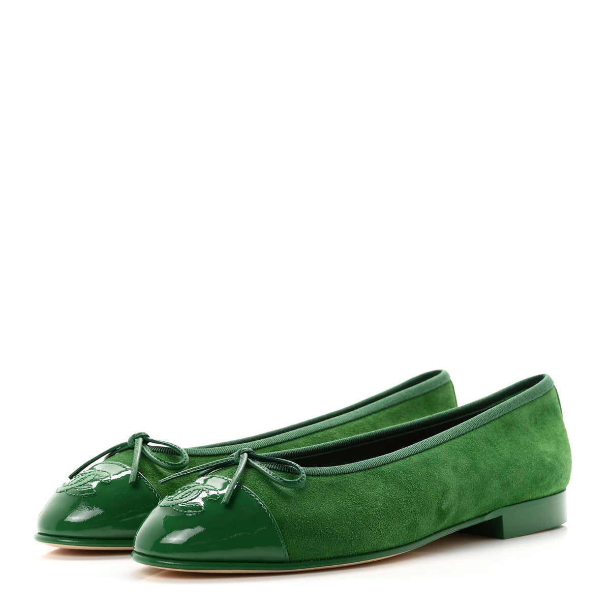 Suede Patent Cap Toe CC Ballerina Flats 36.5 Green