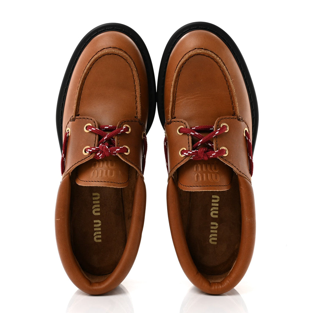 Vitello Platform Loafers 38.5 Cognac