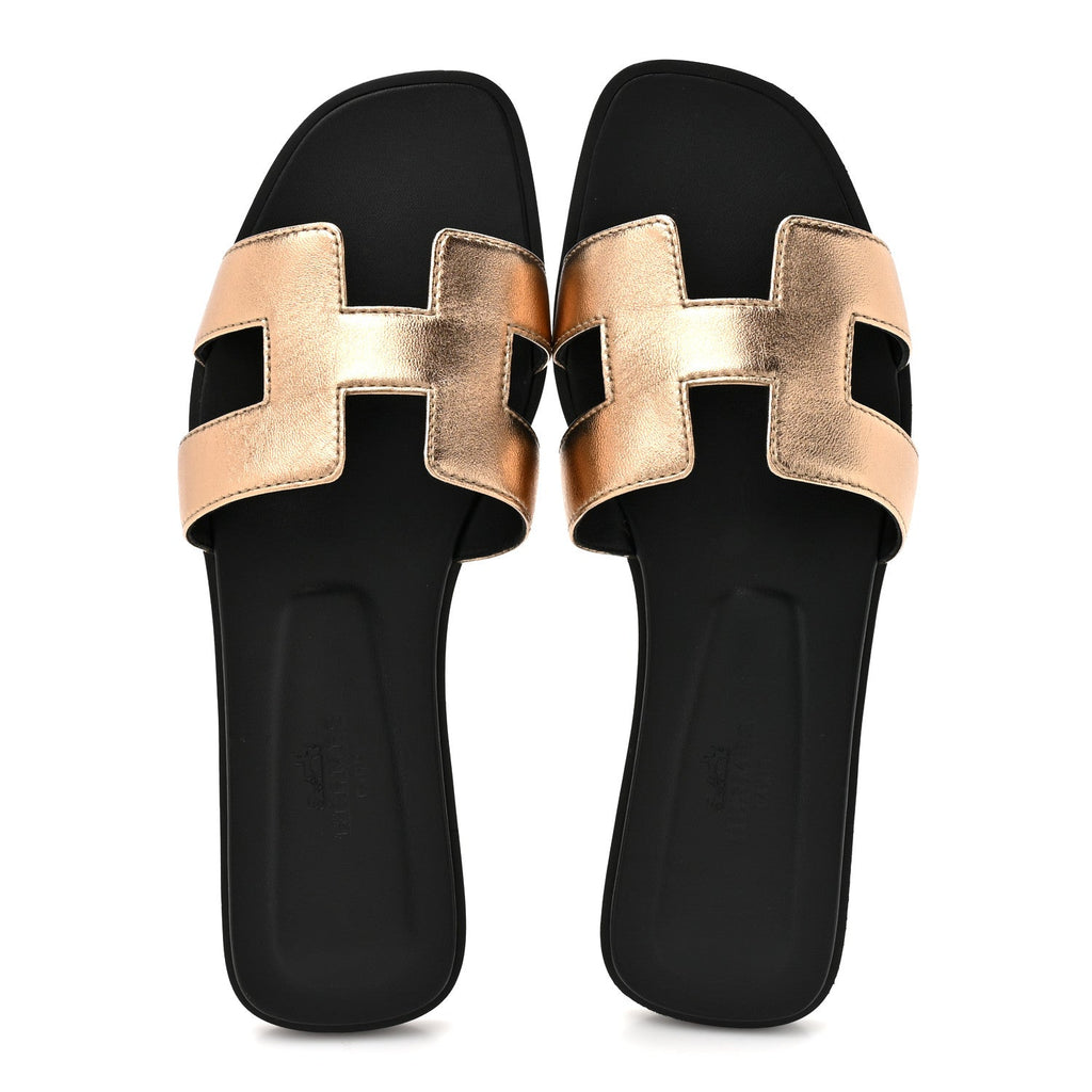 Metallic Nappa Oran Sandals 36 Champagne