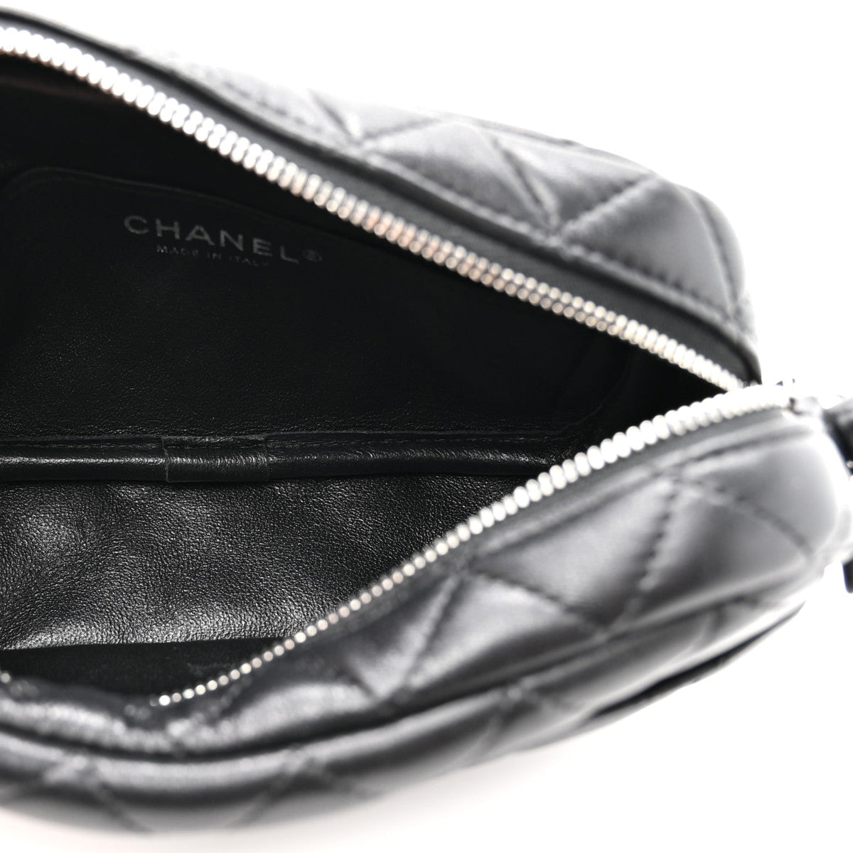 Lambskin Quilted Small Camera Case Black