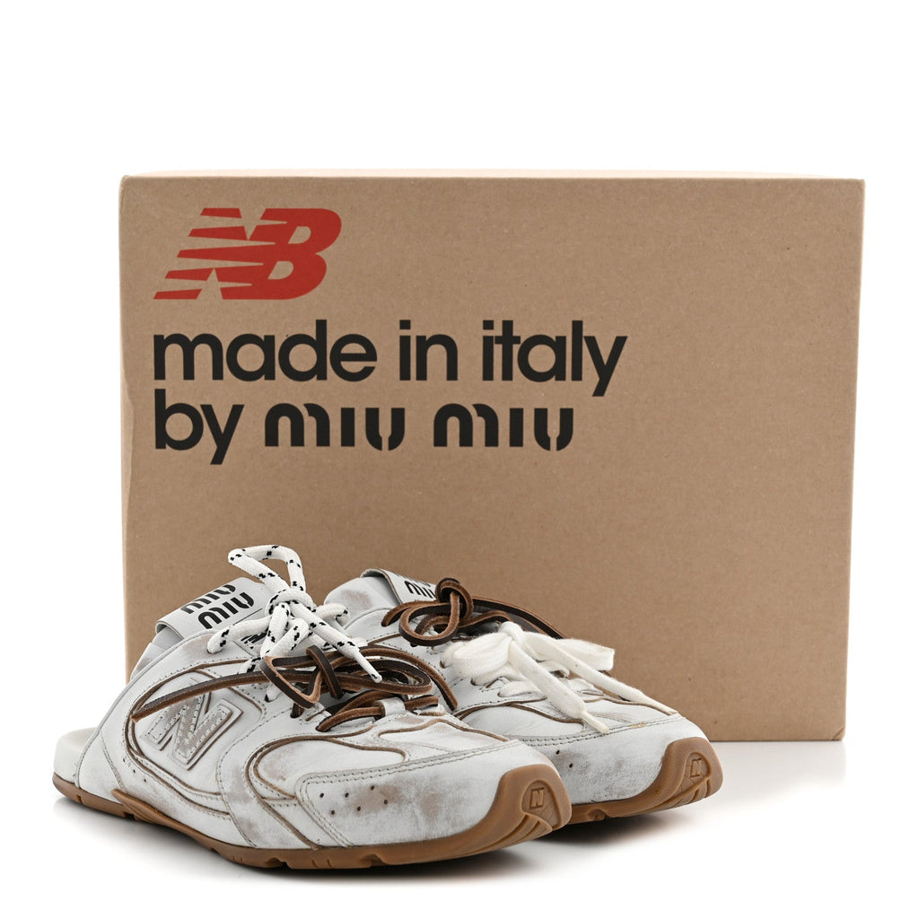 X NEW BALANCE Calfskin 530 SL Slip-On Sneaker Mules 37 White
