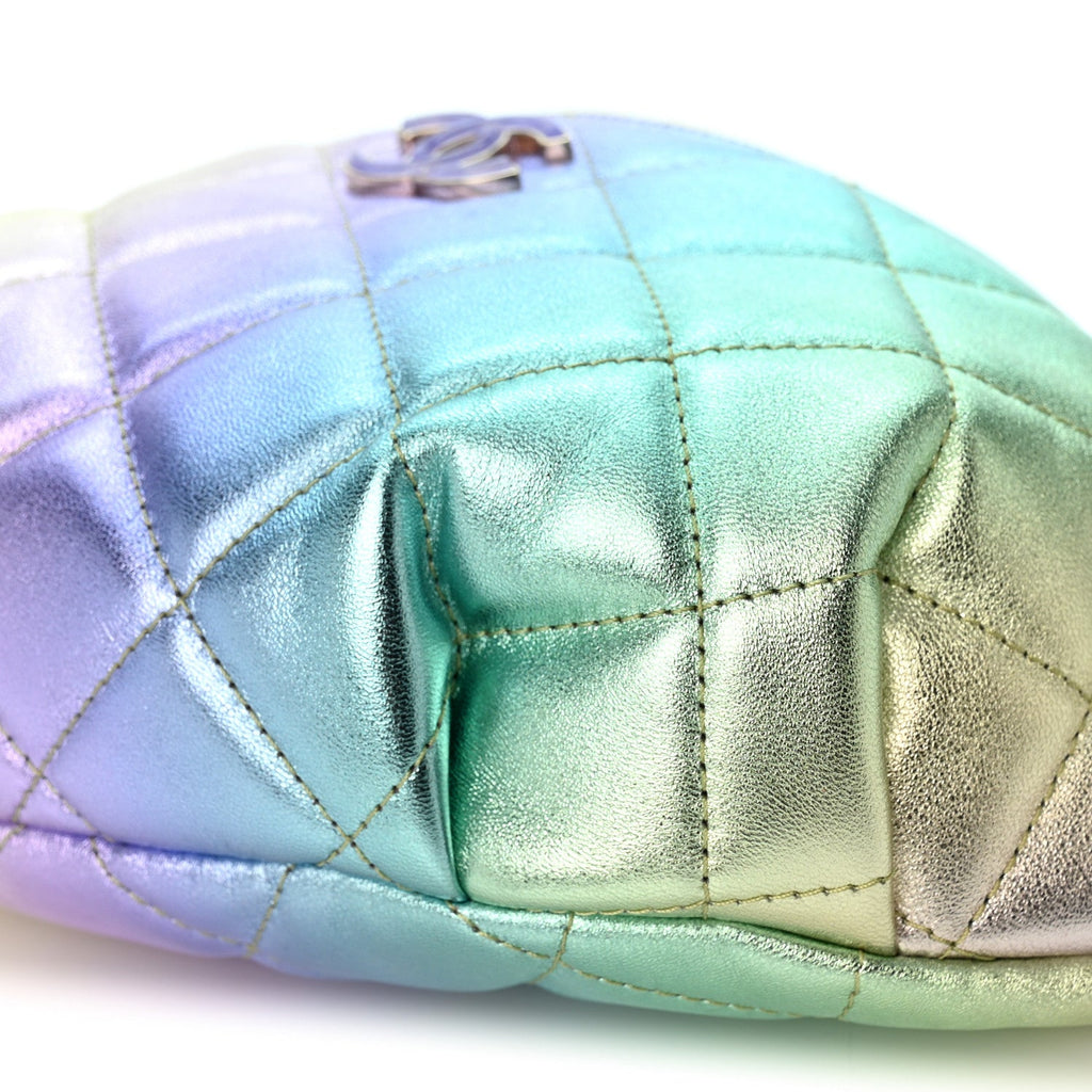 Gradient Metallic Lambskin Quilted Walking Mood Waist Bag Fanny Pack Pink Purple Green