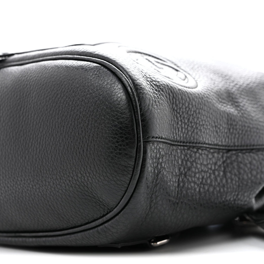 Pebbled Calfskin Small Soho Drawstring Backpack Black