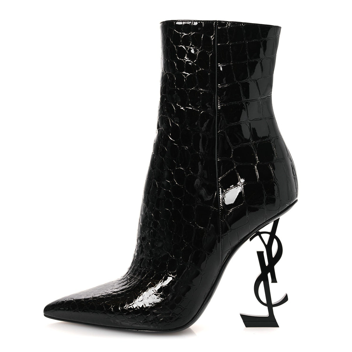 Alligator Embossed Patent Calfskin Opyum 110 Ankle Boots 38 Black