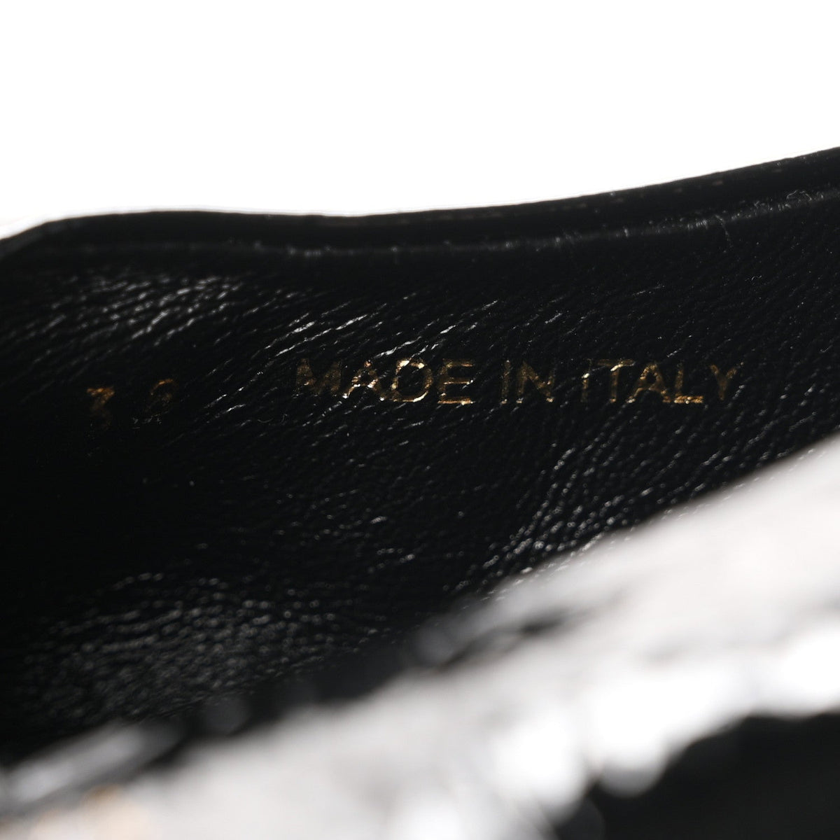 Patent Calfskin Triangle Ballerina Flats 38 Black