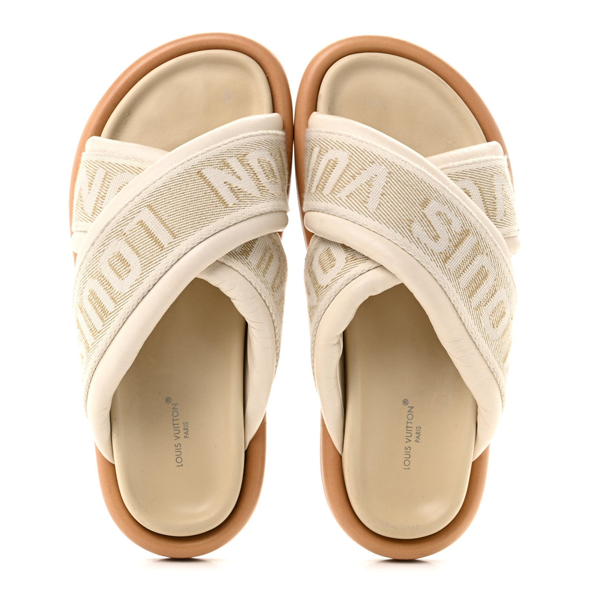 LV Bliss Womens Comfort Cross-Over Mules  37 Ecru