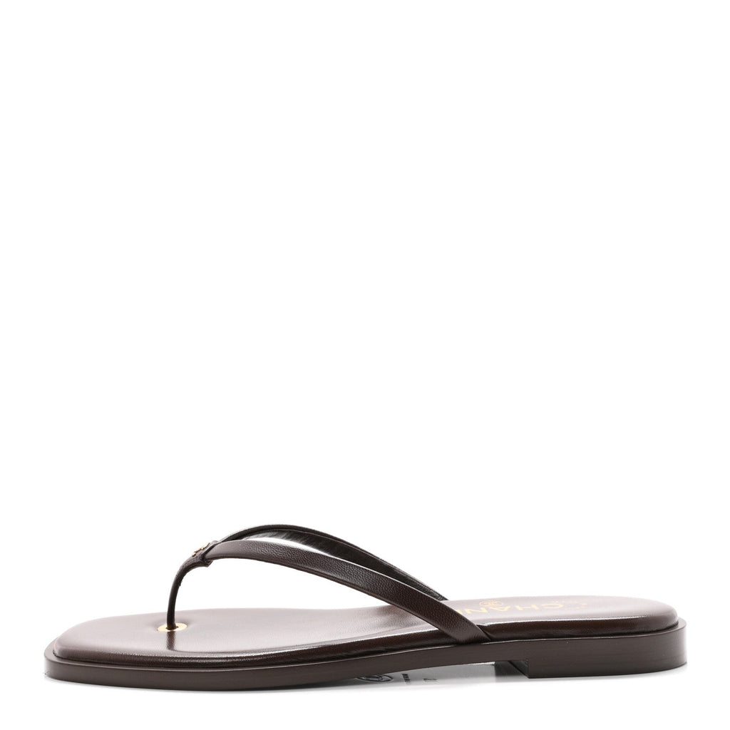 Goatskin CC Times Square Thong Sandals 37 Brown