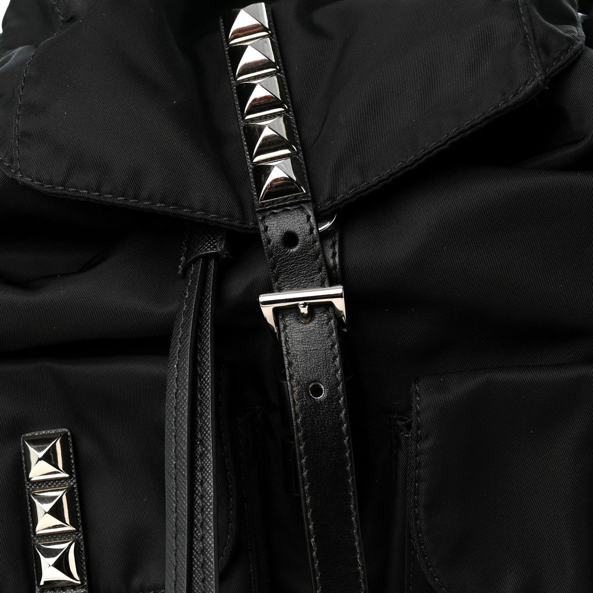 Nylon New Vela Studded Backpack Black
