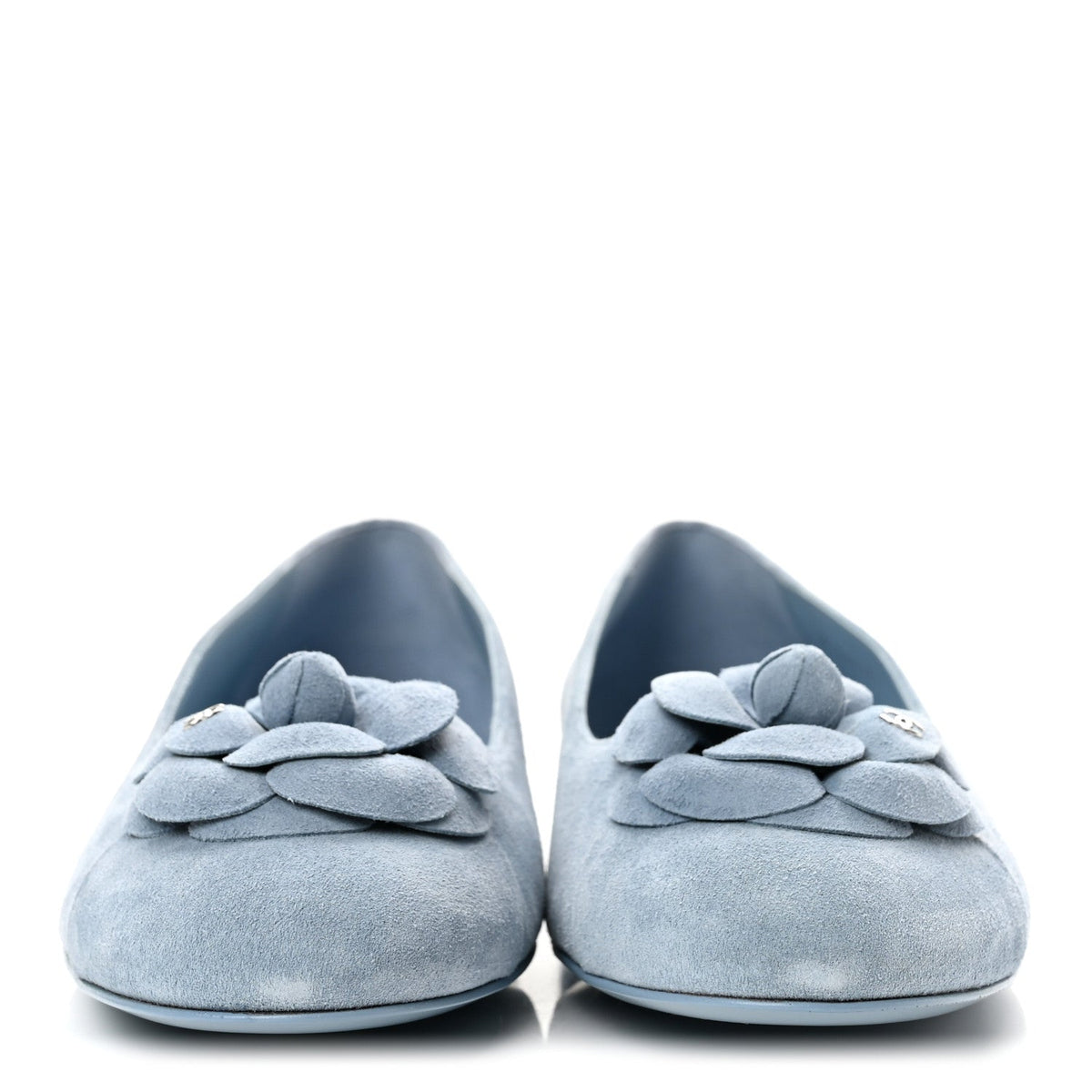 Suede Cap Toe Camellia Ballerina Flats 41 Light Blue