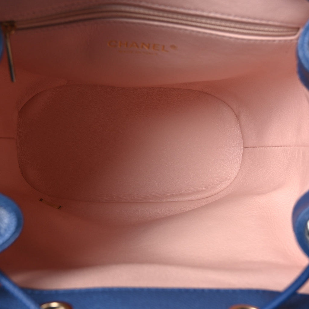 Caviar Quilted Backpack Blue