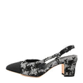 Tweed Grosgrain Cap Toe CC Slingback Pumps 41.5 Black Grey