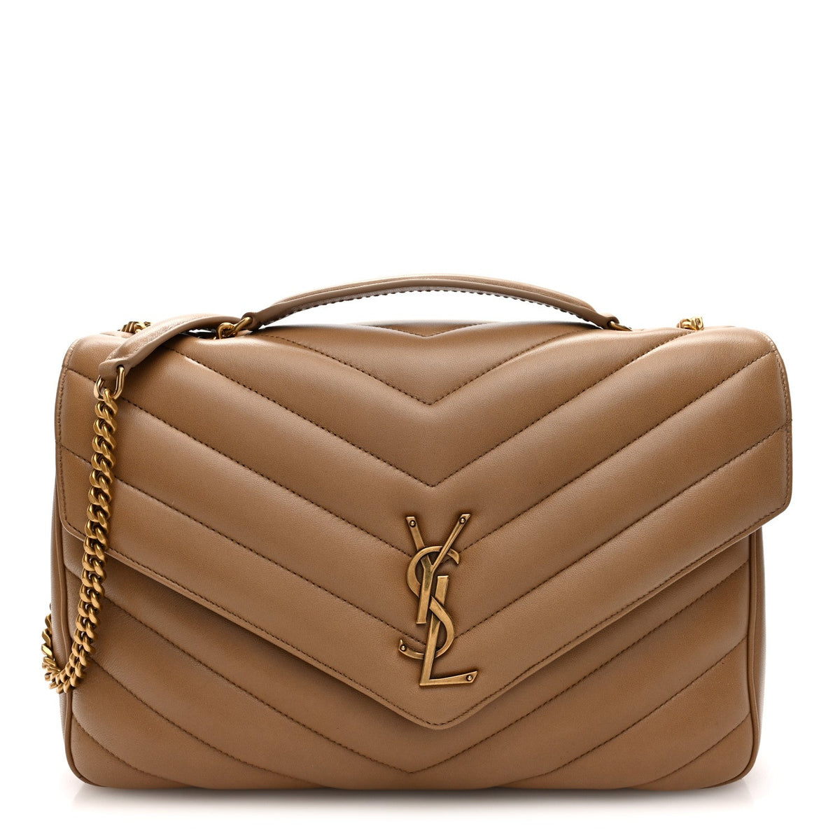 Lambskin Chevron Quilted Large LouLou Natural Tan