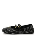 Suede Crystal Studded Ballerina Flats 38 Black