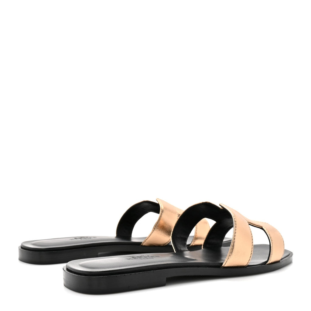 Metallic Nappa Oran Sandals 36 Champagne